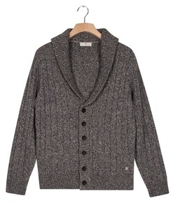 Thomas Maine Cardigan Buttons Shawl Collar Twisted Structure Knit Mid Blue