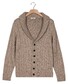 Thomas Maine Cardigan Buttons Shawl Collar Twisted Structure Knit Vest Grijsbeige