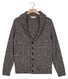 Thomas Maine Cardigan Buttons Shawl Collar Twisted Structure Knit Vest Midden Blauw