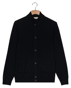 Thomas Maine Cardigan Buttons Single Knit Merino Easy Wash Wool Navy
