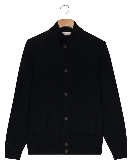 Thomas Maine Cardigan Buttons Single Knit Merino Easy Wash Wool Vest Navy