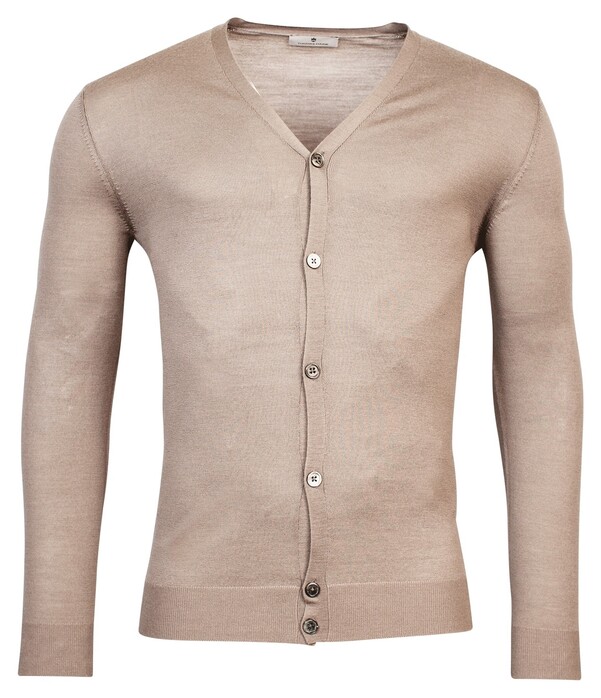 Thomas Maine Cardigan Buttons Single Knit Merino Wool Vest Licht Beige