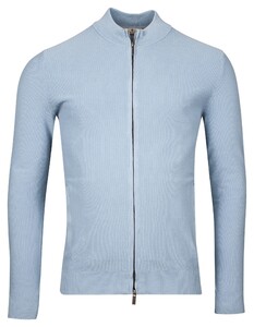 Thomas Maine Cardigan Full Two-Way Zip Structure Knit Piqué Garment Dye Light Blue