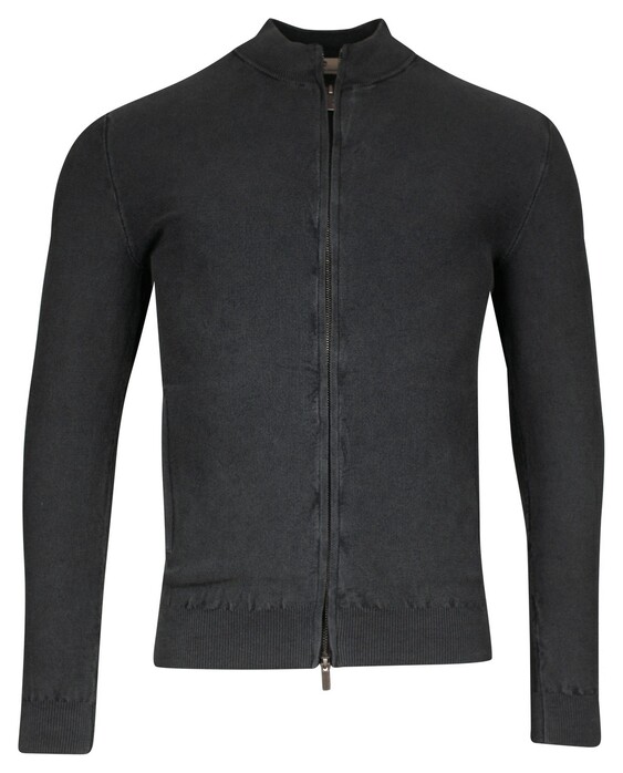Thomas Maine Cardigan Full Two-Way Zip Structure Knit Piqué Garment Dye Vest Navy
