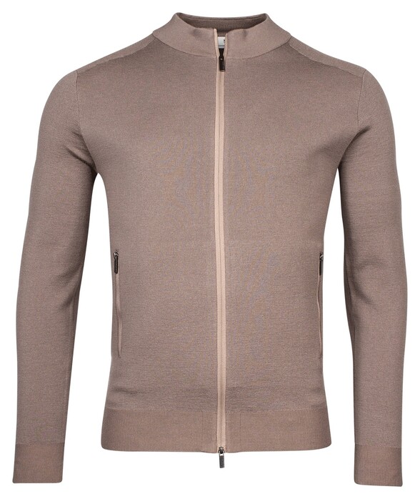 Thomas Maine Cardigan Full Zip Half Milano Knit Vest Taupe