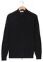 Thomas Maine Cardigan Full Zip Single Knit Subtle Melange Color Merino Wool Vest Zwart