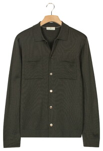Thomas Maine Cardigan Overshirt Half Milano Knit Dark Green