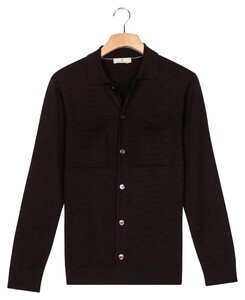 Thomas Maine Cardigan Overshirt Half Milano Knit Navy