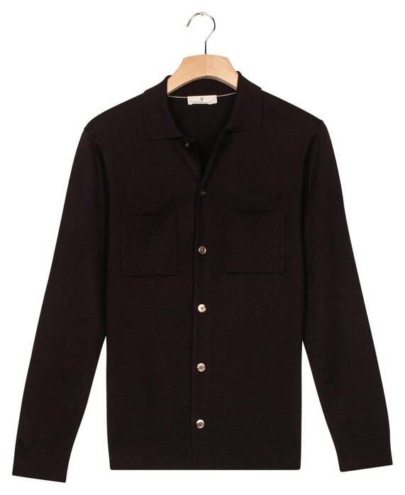 Thomas Maine Cardigan Overshirt Half Milano Knit Vest Navy