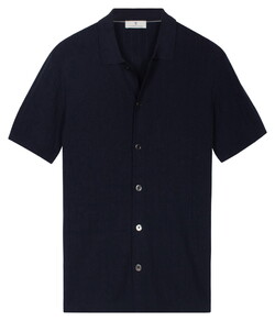 Thomas Maine Cardigan Shirt Buttons Stroke Pattern Knit Navy