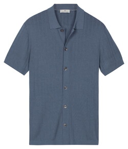 Thomas Maine Cardigan Shirt Buttons Stroke Pattern Knit Storm Blue