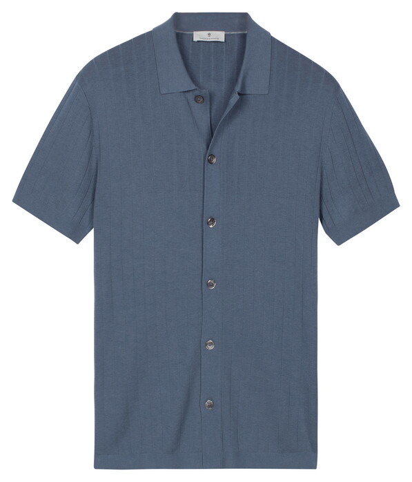 Thomas Maine Cardigan Shirt Buttons Stroke Pattern Knit Storm Blue