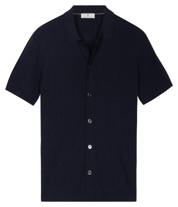 Thomas Maine Cardigan Shirt Buttons Stroke Pattern Knit Vest Navy