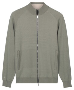 Thomas Maine Cardigan Zip Double Knit Cotton Plated Green