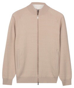 Thomas Maine Cardigan Zip Double Knit Cotton Plated Light Beige