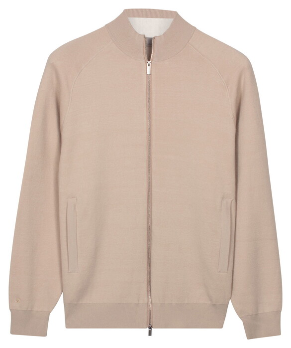 Thomas Maine Cardigan Zip Double Knit Cotton Plated Vest Licht Beige