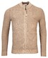 Thomas Maine Cardigan Zip Jacquard & Rib Knit Pima Cotton Vest Donker Zand