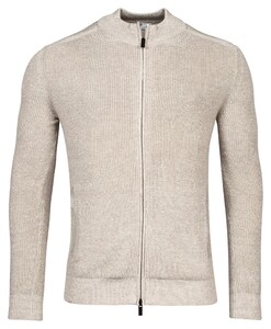 Thomas Maine Cardigan Zip Merino Linnen Half Cardigan Knit Vest Beige