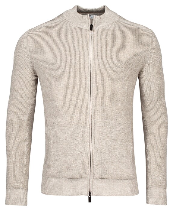 Thomas Maine Cardigan Zip Merino Linnen Half Cardigan Knit Vest Beige