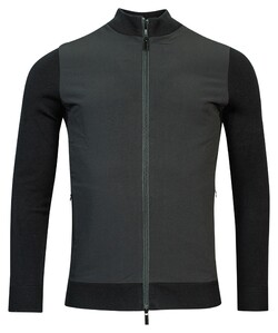 Thomas Maine Cardigan Zip Milano Knit Merino Blend Vest Zwart
