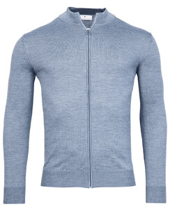 Thomas Maine Cardigan Zip Single Knit Merino Wool Vest Blauw