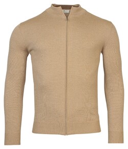 Thomas Maine Cardigan Zip Single Knit Merino Wool Vest Zand Melange