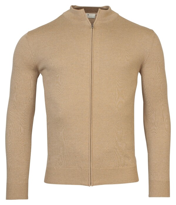 Thomas Maine Cardigan Zip Single Knit Merino Wool Vest Zand Melange