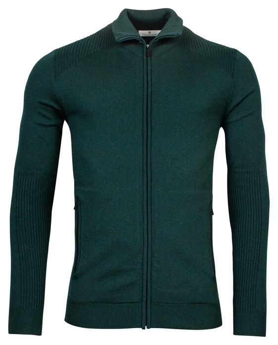 Thomas Maine Cardigan Zip Single & Structure Knit Vest Dark Bottle