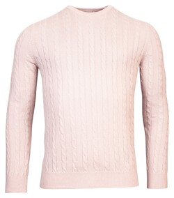 Thomas Maine Cashmere Crew Neck Single Knit Cable Pattern Trui Licht Lila
