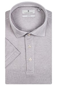 Thomas Maine Cotton Piqué Short Sleeve Polo Licht Grijs