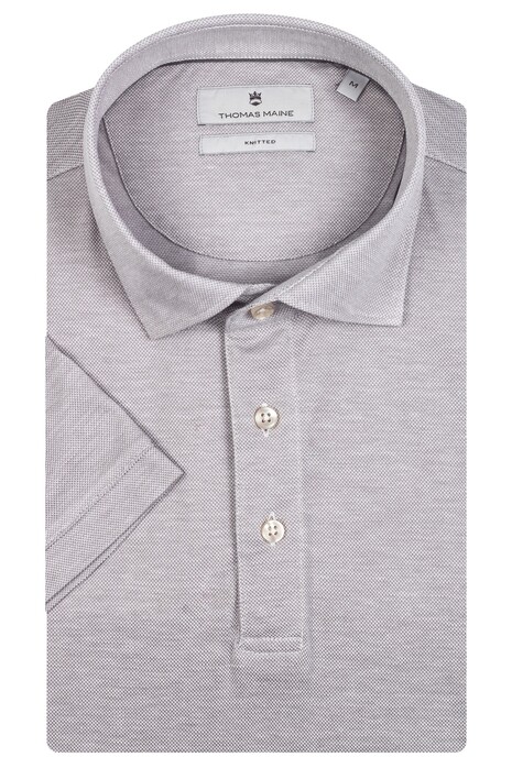 Thomas Maine Cotton Piqué Short Sleeve Polo Licht Grijs