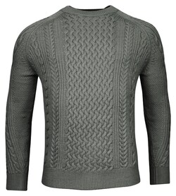 Thomas Maine Crew Neck Allover Fantasy Cable Pattern Trui Grijsgroen