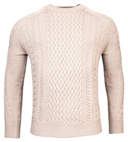 Thomas Maine Crew Neck Allover Fantasy Cable Pattern Trui Licht Beige