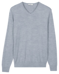 Thomas Maine Crew Neck Fine Merino Single Knit Trui Ice Blue
