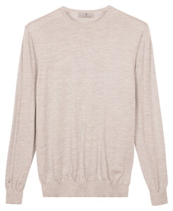 Thomas Maine Crew Neck Fine Merino Single Knit Trui Kitt
