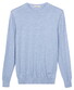 Thomas Maine Crew Neck Fine Merino Single Knit Trui Licht Blauw
