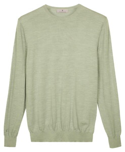 Thomas Maine Crew Neck Fine Merino Single Knit Trui Soft Green