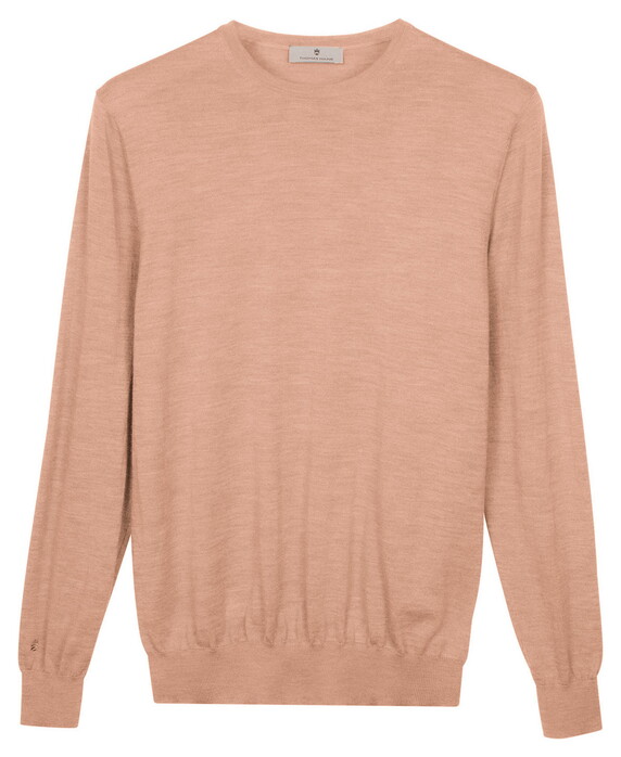Thomas Maine Crew Neck Fine Merino Single Knit Trui Soft Peach