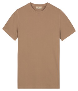 Thomas Maine Crew Neck Garment Dye Vintage Wash Short Sleeve T-Shirt Donker Beige