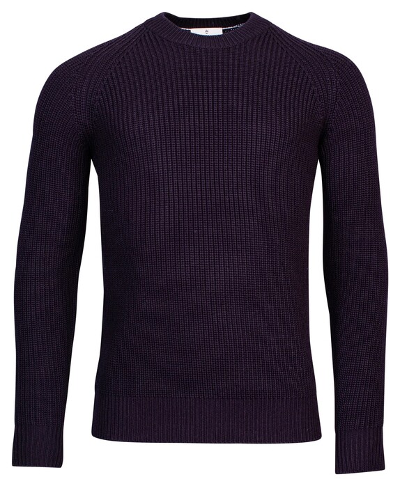 Thomas Maine Crew Neck Half Cardigan Stitch Trui Navy