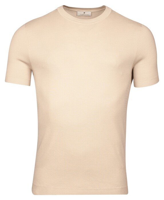 Thomas Maine Crew Neck Half Milano Knit Short Sleeve Trui Kitt