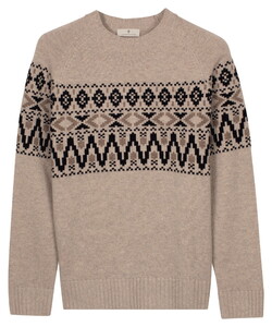 Thomas Maine Crew Neck Knit Pattern Trui Warm Grey Melange
