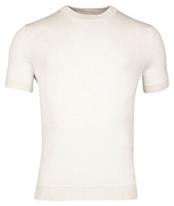 Thomas Maine Crew Neck Merino Linen Fine Knit T-Shirt Ecru