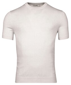 Thomas Maine Crew Neck Merino Linnen Fine Knit T-Shirt Licht Grijs