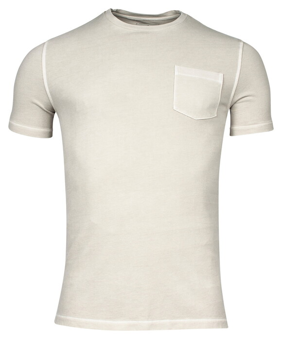 Thomas Maine Crew Neck Piqué Pigment Dyed Enzyme Washed T-Shirt Beige