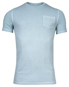 Thomas Maine Crew Neck Piqué Pigment Dyed Enzyme Washed T-Shirt Light Blue