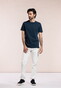 Thomas Maine Crew Neck Piqué Pigment Dyed Enzyme Washed T-Shirt Navy
