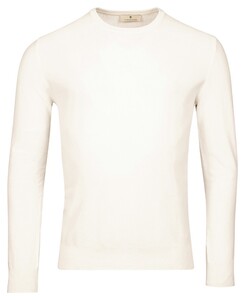 Thomas Maine Crew Neck Piqué Structure Knit Garment Dye Trui Ecru