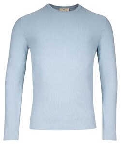 Thomas Maine Crew Neck Piqué Structure Knit Garment Dye Trui Licht Blauw