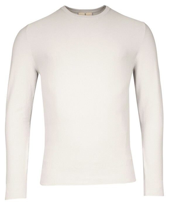 Thomas Maine Crew Neck Piqué Structure Knit Garment Dye Trui Licht Grijs